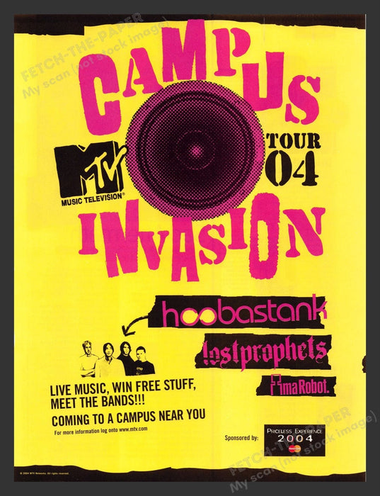 2004 MTV Tour Campus Invasion Music Print Advertisement Ad