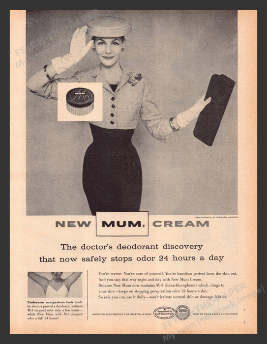 1956 Mum Cream Doctor's Deodorant M-3 Hexachlorophene Print Advertisement Ad