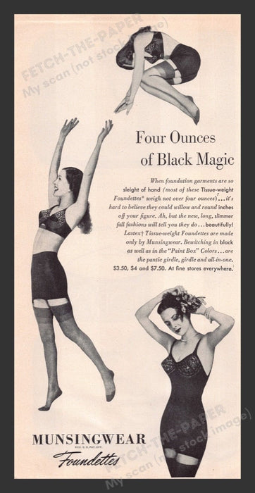 1948 Munsingwear Foundettes Lingerie Hosiery Garter Print Advertisement Ad