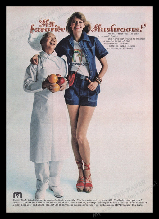 Mushroom Clothing 1970s Print Advertisement Ad 1977 Long Legs Model Fetch the Paper!