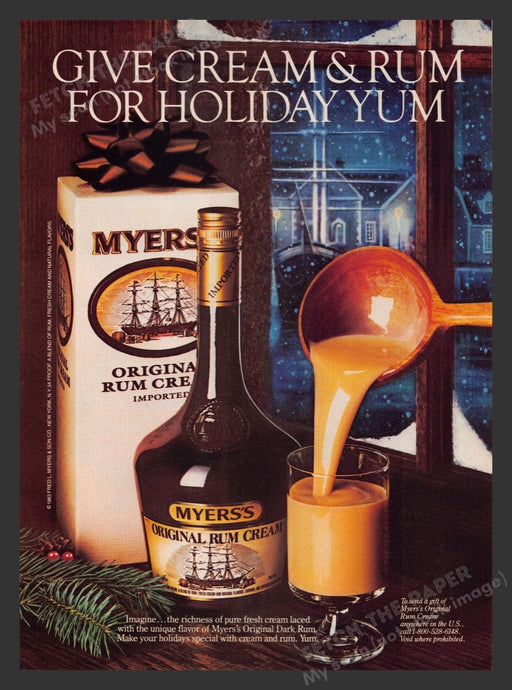 1983 Myers's Original Rum Cream Holiday Print Advertisement Ad