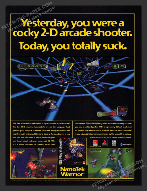 1997 Print Advertisement NanoTek Warrior Video Game Ad.