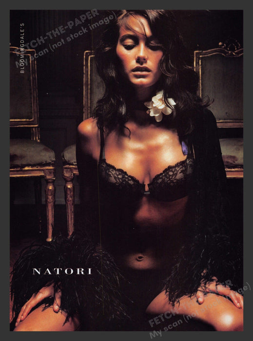 Natori 2000s Print Advertisement Brunette Lacy Sexy Chairs Fetch the Paper!