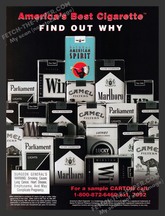 2001 Print Advertisement Natural American Spirit Cigarettes Stand Out Ad.