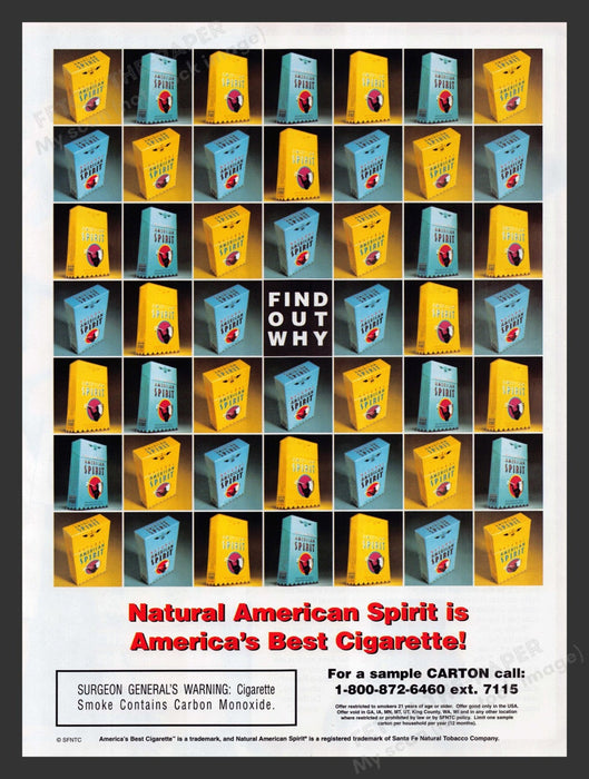 2002 Natural Spirit Cigarettes Grid of Boxes Print Advertisement Ad.