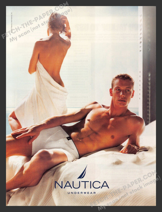 2002 Nautica Men's Underwear Sexy Couple Print Advertisement.