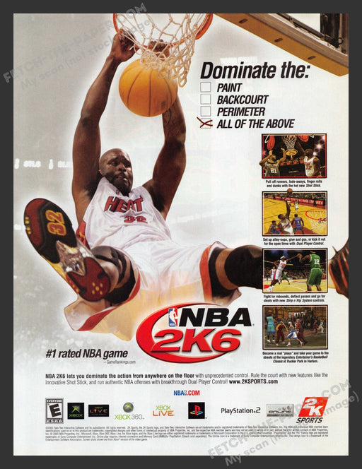 2005 Print Advertisement NBA 2K6 Shaquille O'Neal Video Game Ad.