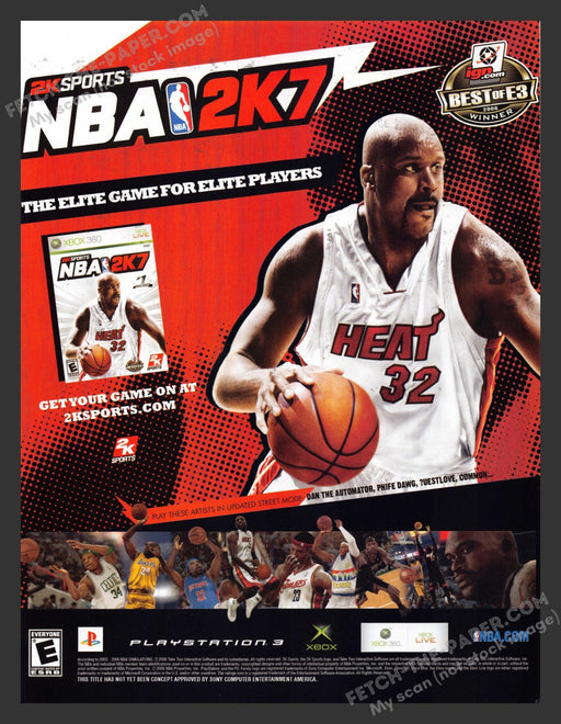 2006 NBA 2K7 Shaquille O'Neal Video Game Print Advertisement.