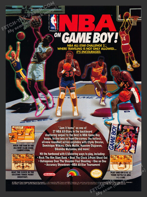 1992 Print Advertisement NBA All-Star Challenge 2 Video Game Ad.