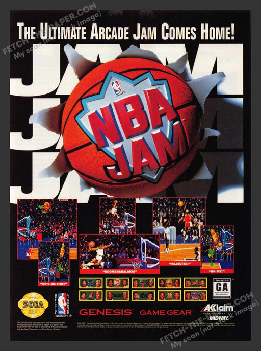 1994 Print Advertisement NBA Jam Video Game Ad.