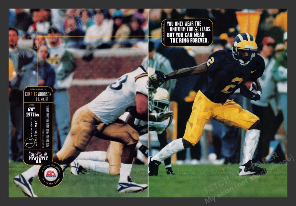 1998 NCAA Football Charles Woodson Video Game Print Advertisement (2 Pages)