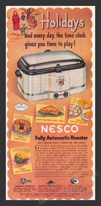 1948 Nesco Fully Automatic Roaster Holidays Print Advertisement Ad