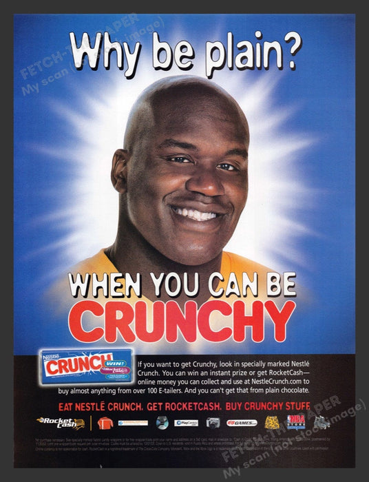 2002 Nestle Cruch Bar Shaquille O'Neal Print Advertisement Ad