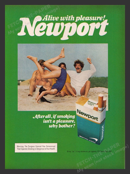 1979 Newport Menthol Cigarettes Beach Somersault Print Advertisement Ad