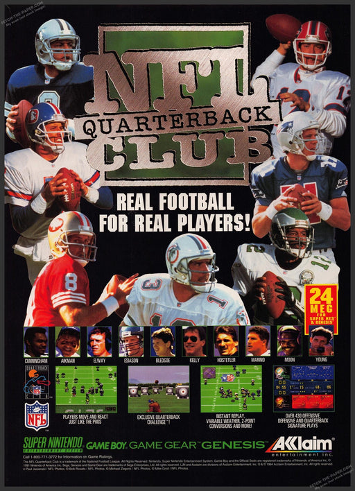 1994 Print Advertisement NFL Quarterback Club Athlete Video Game Ad.