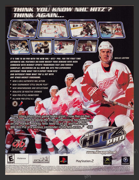 2003 NHL Hitz Pro Nicklas Lidstrom Redwings Video Game Print Advertisement