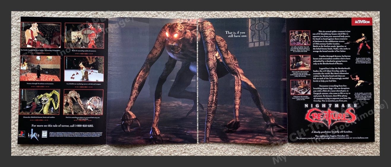 1997 Nightmare Creatures Fold Out Video Game Poster 10.5" x 29.5"