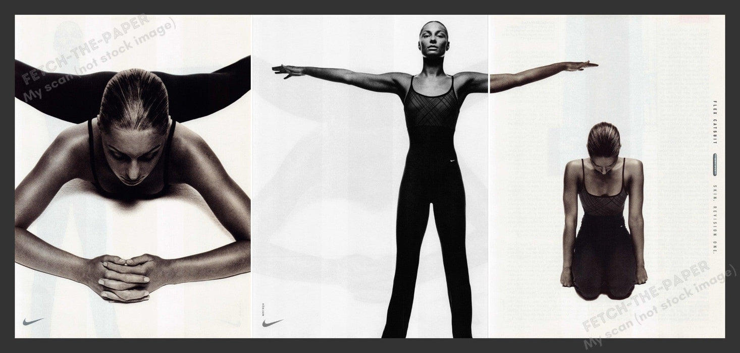 Nike 2000s Print Advertisement (2 pages) 2000 Flex Catsuit Skin Woman Athlete Fetch the Paper!