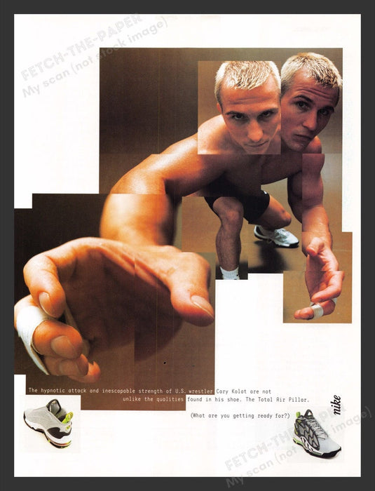 1998 Nike Air Pillar Shoe Wrestler Cary Kolat Print Advertisement Ad