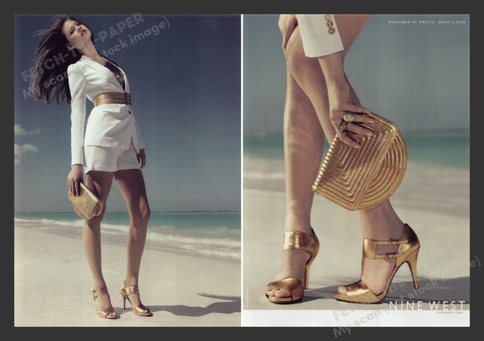 Nine West Shoes Long Legs Ocean Beach 2000s Print Advertisement Ad (2 pgs) 2008 Fetch the Paper!