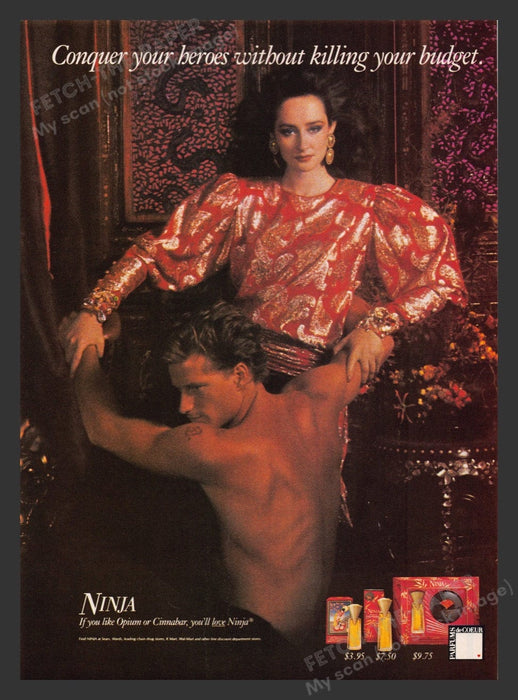1984 Ninja Fragrance Conquer Shirtless Male Print Advertisement Ad