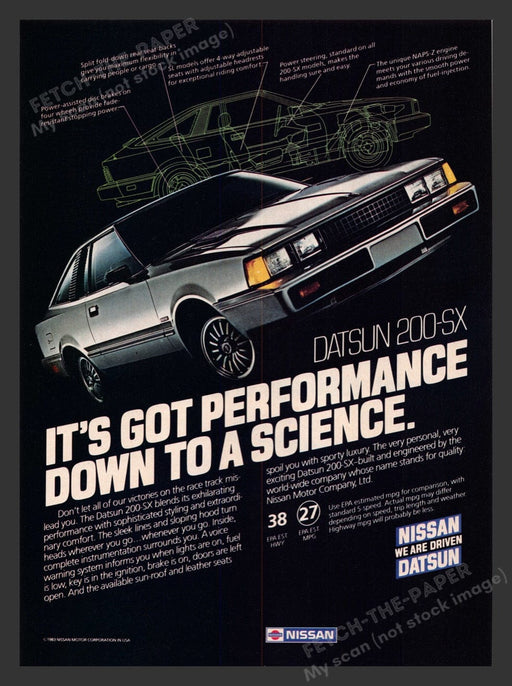 1983 Nissan Datsun 200-SX Car Print Advertisement Ad