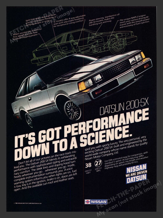 1983 Nissan Datsun 200-SX Car Print Advertisement Ad
