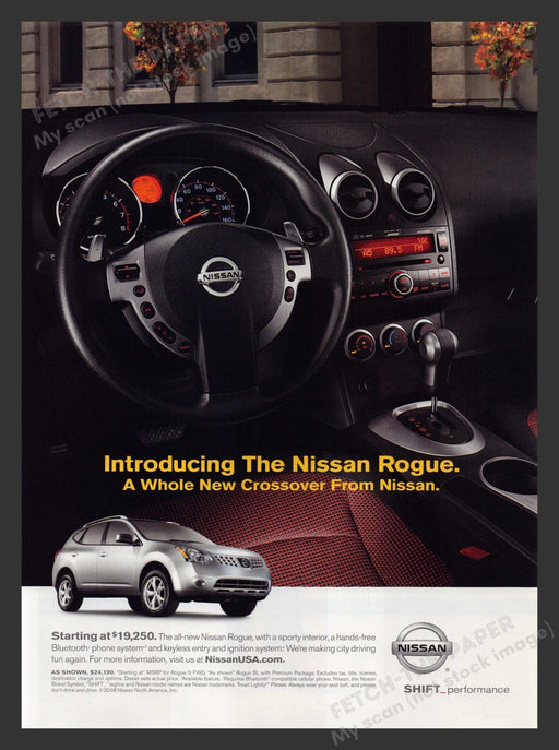 Nissan Rogue Interior 2000s Print Advertisement Ad 2008 Fetch the Paper!
