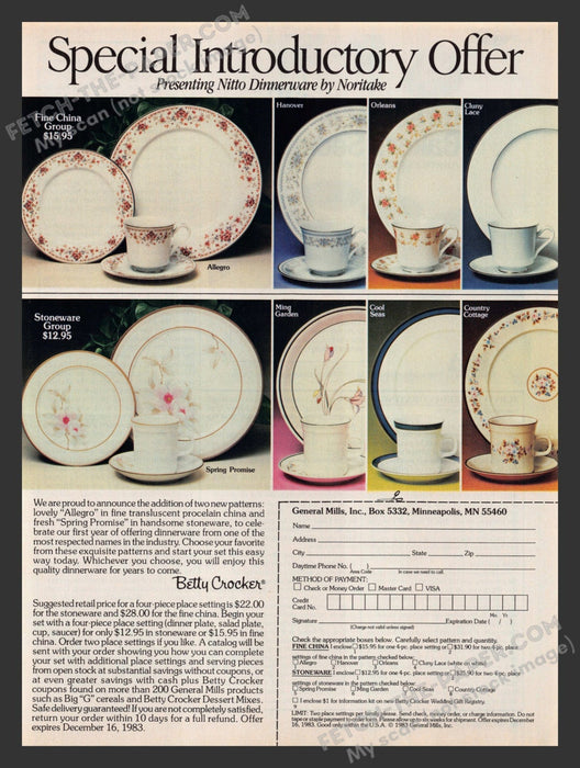 1983 Print Advertisement Nitto Dinnerware by Noritake Patterns Kitchen Ad.