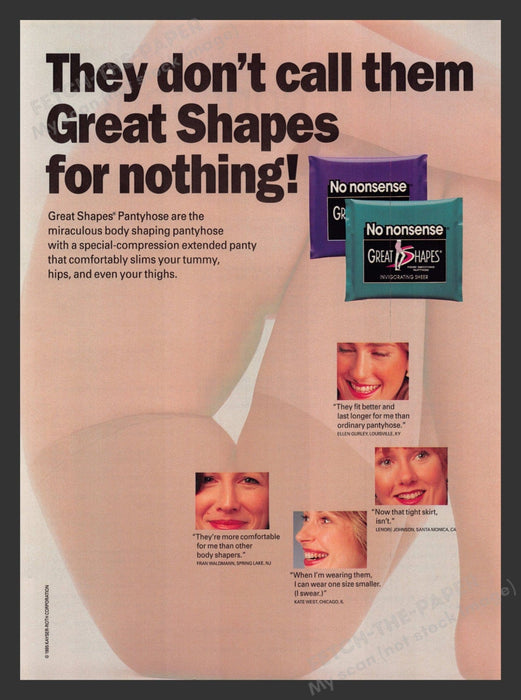 No Nonsense Pantyhose Hosiery Great Shapes 1990s Print Advertisement 1995 Fetch the Paper!
