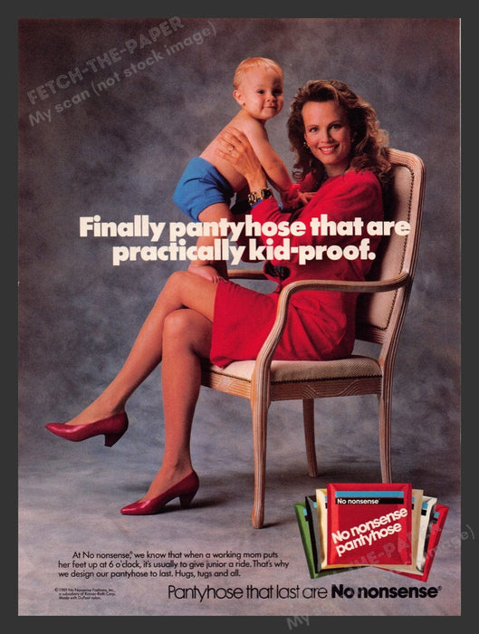 1989 No Nonsense Plantyhose Working Mom & Baby Print Advertisement Ad