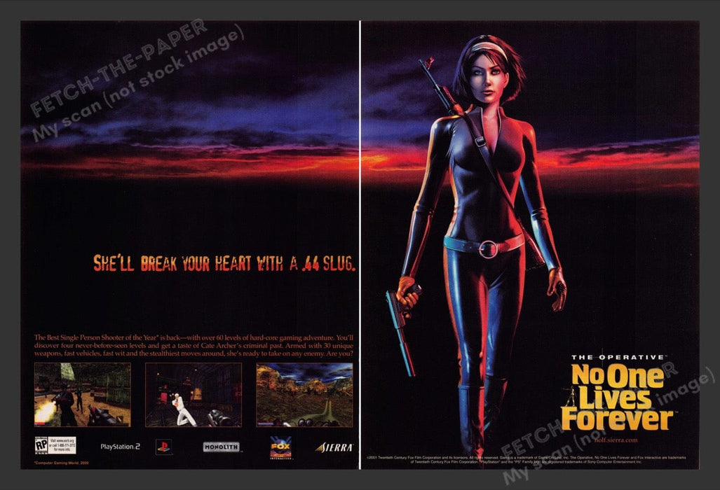 2001 No One Lives Forever Video Game Print Advertisement (2 Pages)