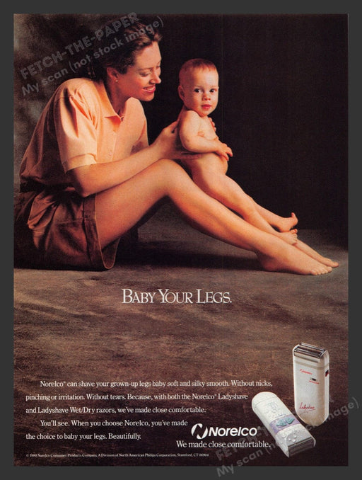 1989 Norelco "Baby your legs" Soft Skin Print Advertisement Ad
