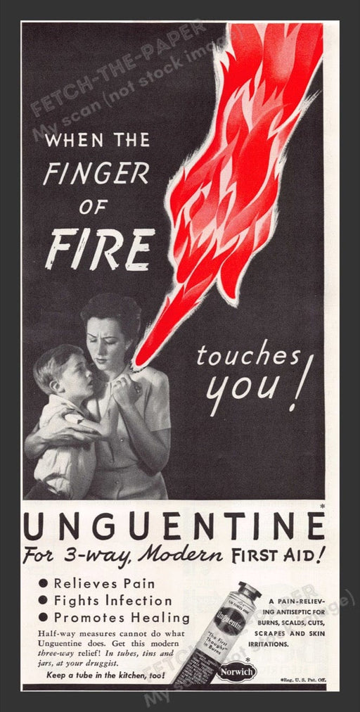 1941 Norwich Unguentine Pain Relieving Antiseptic Print Advertisement Ad