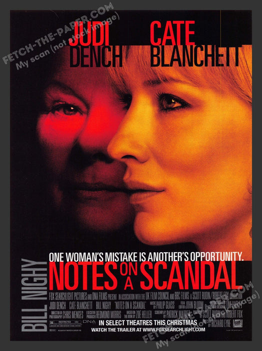 2007 Print Advertisement Notes on a Scandal Movie Release Dench Blanchett Ad.
