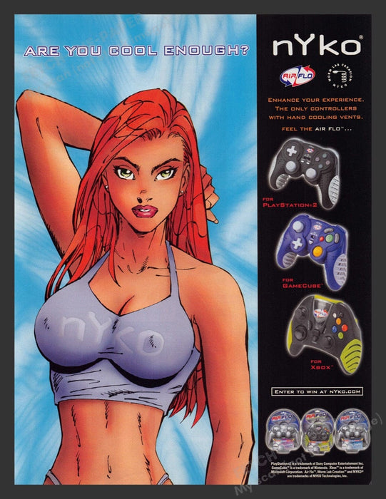 2002 Nyko Air Flo Controllers "Are you cool enough?" Print Advertisement