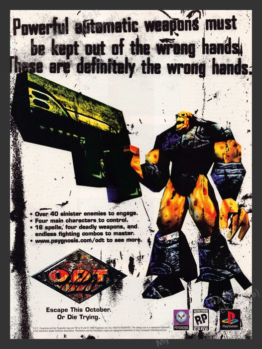 1998 O.D.T. "Escape or die trying" Video Game Print Advertisement