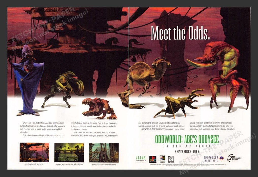 1997 Oddworld: Abe's Oddysee Mett the Odds Print Advertisement (2 Pages)