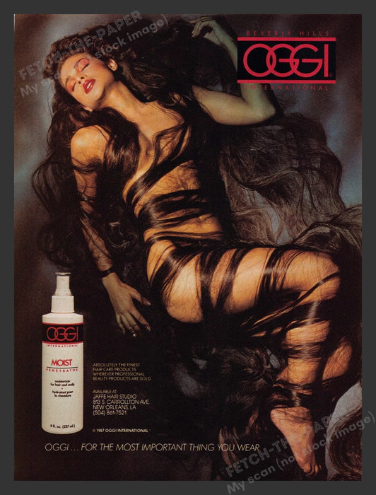1987 OGGI Hair Care LONG Brunette Hair Print Advertisement Ad