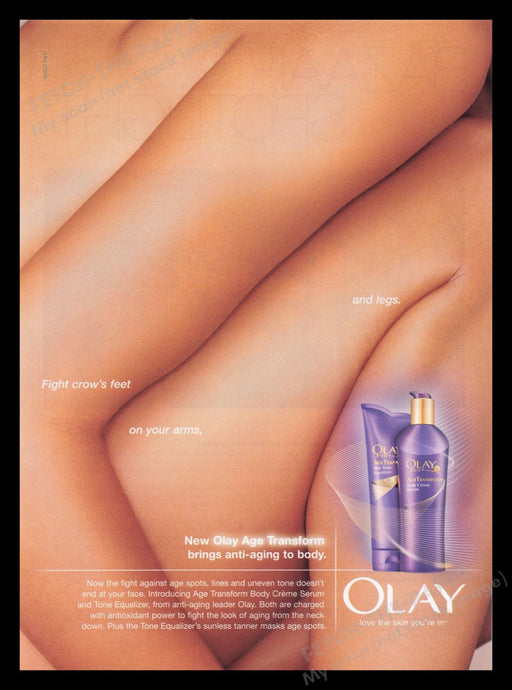 Olay Body Creme 2000s Print Advertisement Ad 2007 Naked Fetch the Paper!