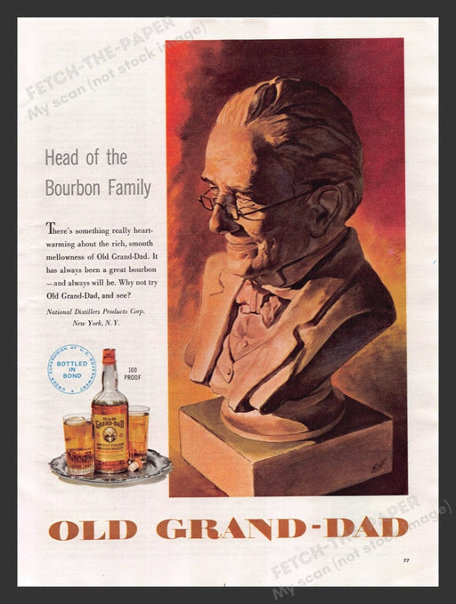 1949 Old Grand-Dad Bourbon NYC Color Print Advertisement Ad