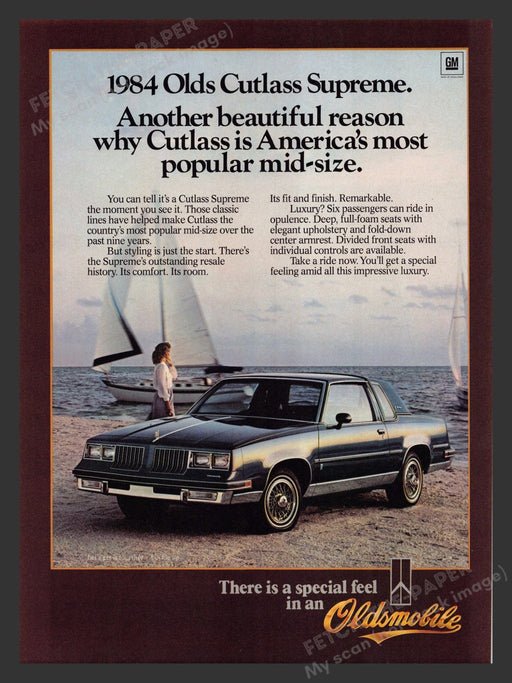 Oldsmobile 1984 Cutlass Supreme Car 1980s Print Advertisement 1983 Fetch the Paper!
