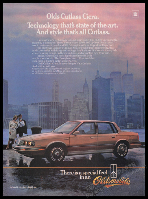 Oldsmobile Cutlass Ciera Car 1980s Print Advertisement Ad 1985 NYC Twin Towers Fetch the Paper!