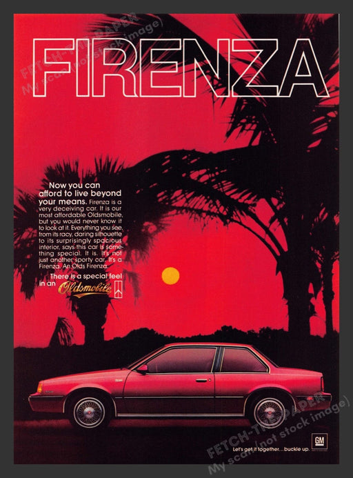 1984 Oldsmobile Firenza Red Sunset Print Advertisement Ad