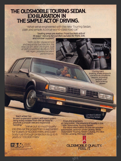 1987 Oldsmobile Limited Edition Touring Sedan Print Advertisement Ad