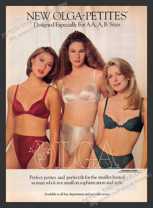1995 Print Advertisement Olga Petites Small Bust Lingerie Ad.