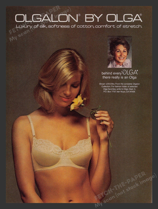 Olgalon by Olga Bra Lingerie Flower 1980s Print Advertisement 1981 Fetch the Paper!
