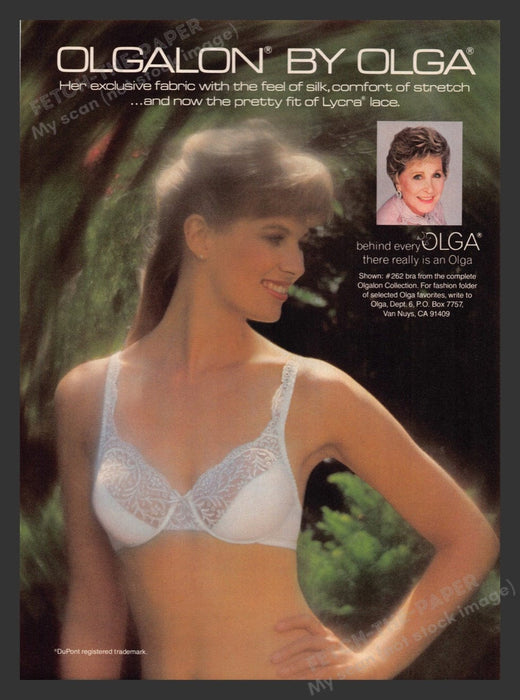 1984 Olgalon by Olga Lycra Lace Bra Print Advertisement Ad