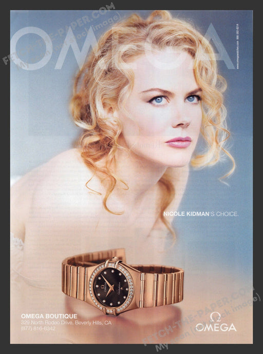 2007 Print Advertisement Omega Boutique Watches Nicole Kidman Actress Ad.