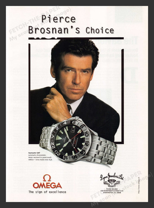 1999 Omega Watches Pierce Brosnan's Choice Print Advertisement Ad
